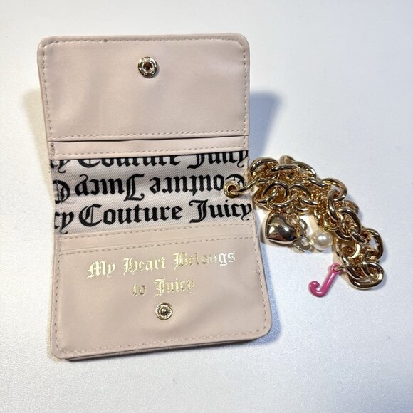 Juicy Couture Sandstone Top Notch Card Case Key Fob Wallet + Chunky Chain NWOT - Picture 5 of 5
